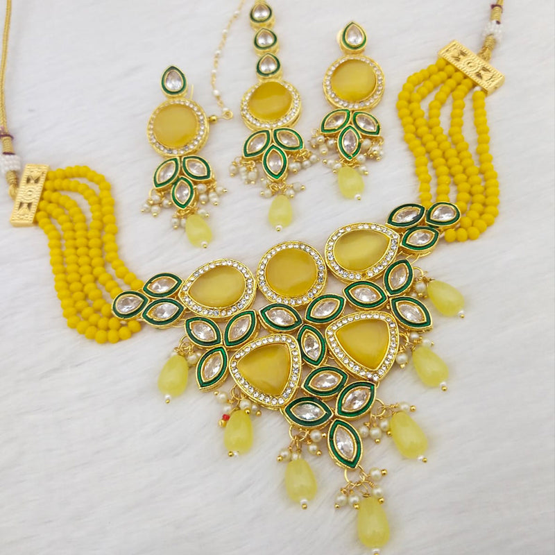 Manisha Jewellery Gold Plated Crystal Stone & Beads Necklace Set