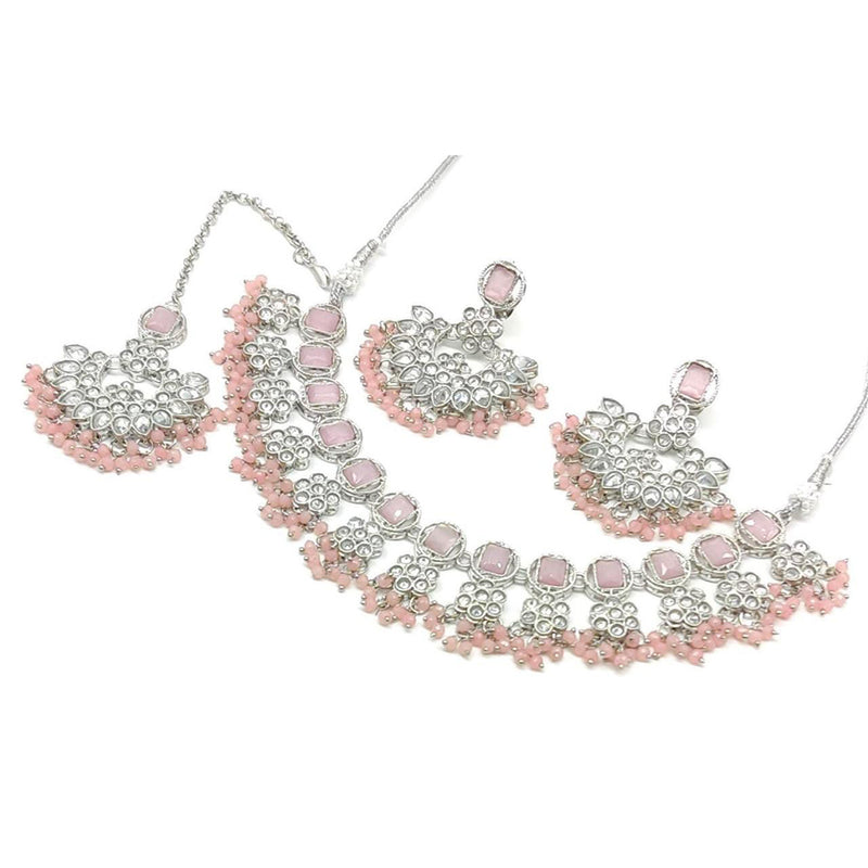 Manisha Jewellery Silver Plated Crystal Stone Choker Necklace Set