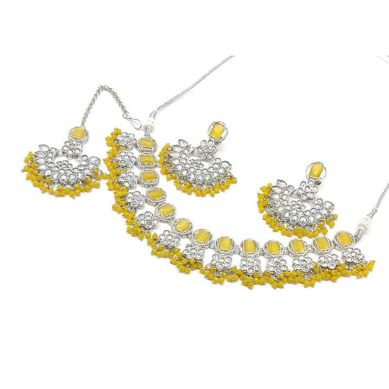 Manisha Jewellery Silver Plated Crystal Stone Choker Necklace Set