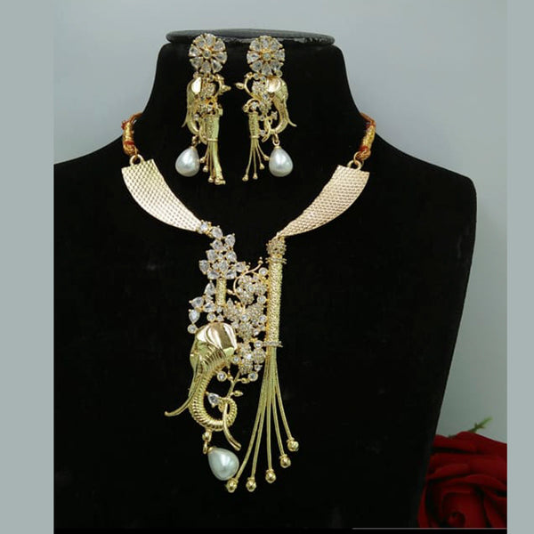 Manisha Jewellery Gold Plated AD Stone Long Necklace Set