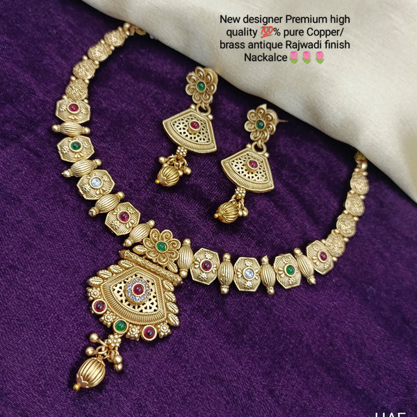 Manisha Jewellery Copper Gold Plated Pota Stone Necklace Set