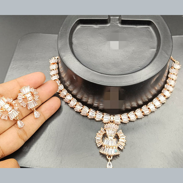 Manisha Jewellery Rose Gold Plated AD Stone Necklace Set