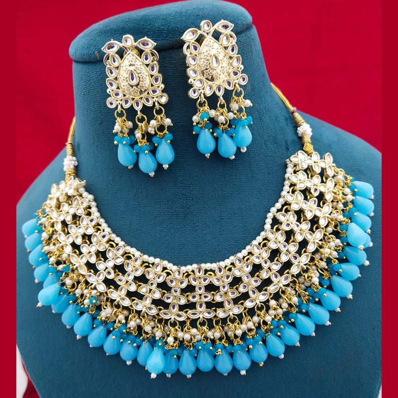 Manisha Jewellery Gold Plated Kundan Stone & Beads Necklace Set