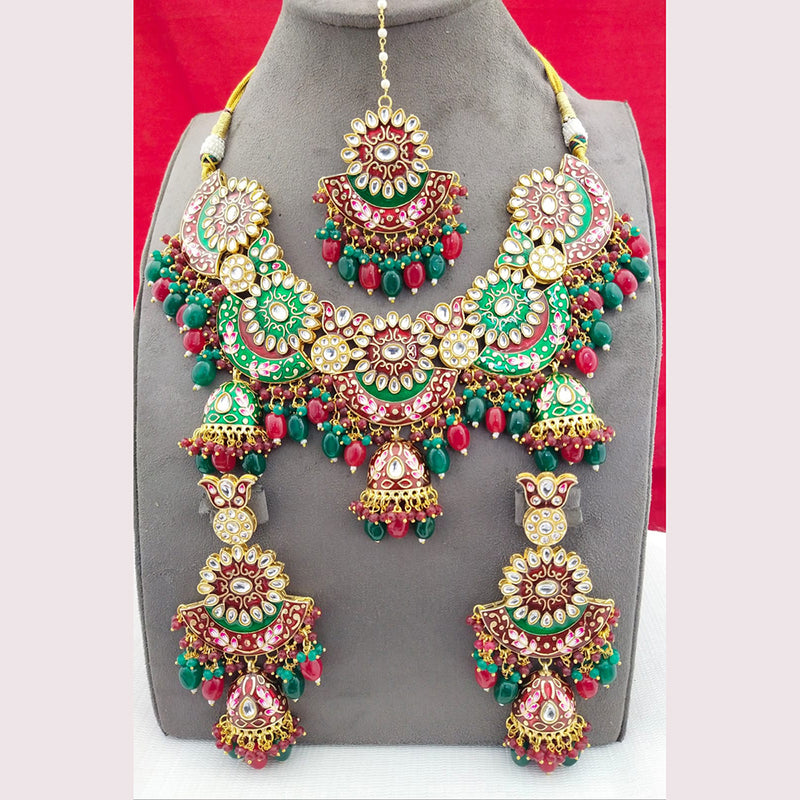 Manisha Jewellery Gold Plated Kundan Stone &  Meenakari Necklace Set