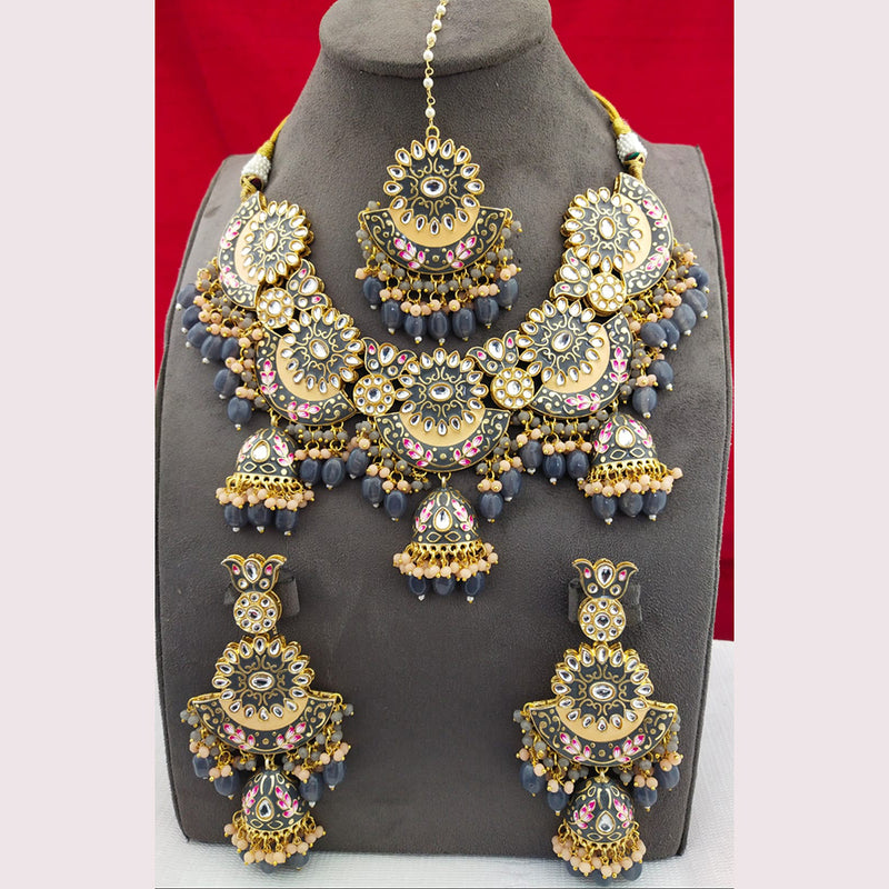 Manisha Jewellery Gold Plated Kundan Stone &  Meenakari Necklace Set