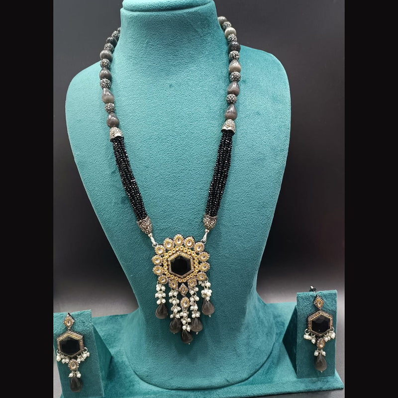 Manisha Jewellery Gold Plated Crystal Stone & Beads Long Necklace Set