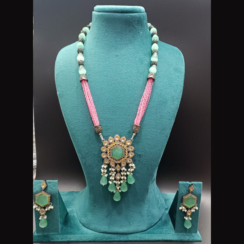 Manisha Jewellery Gold Plated Crystal Stone & Beads Long Necklace Set