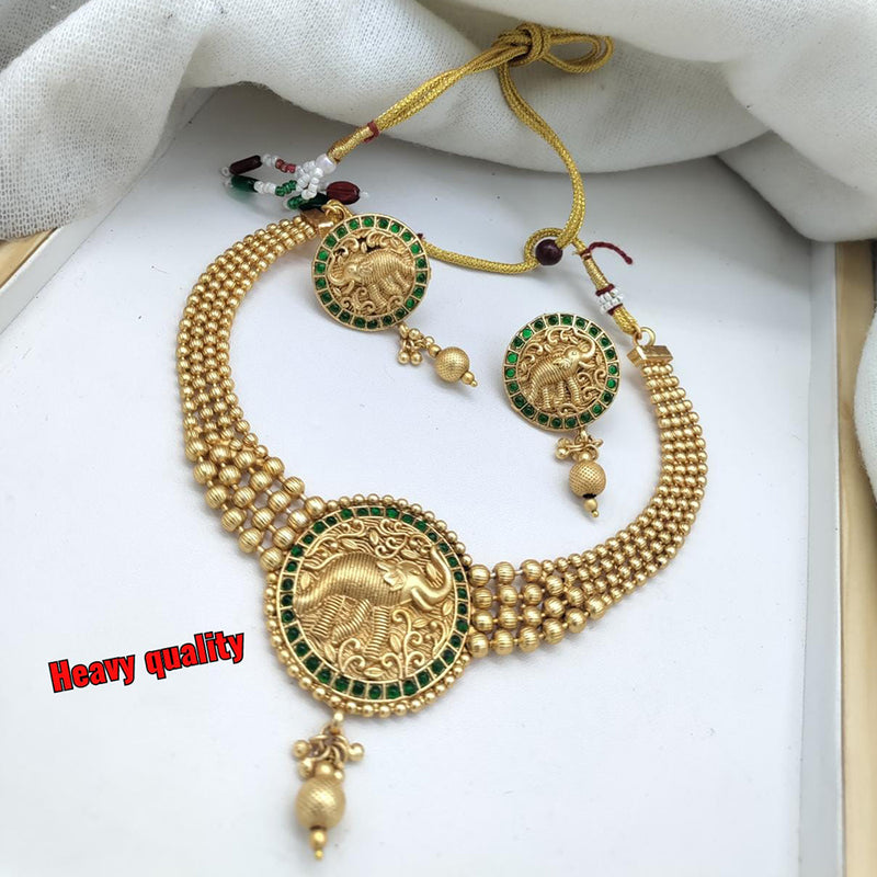 Manisha Jewellery Gold Plated Pota Stone Necklace Set