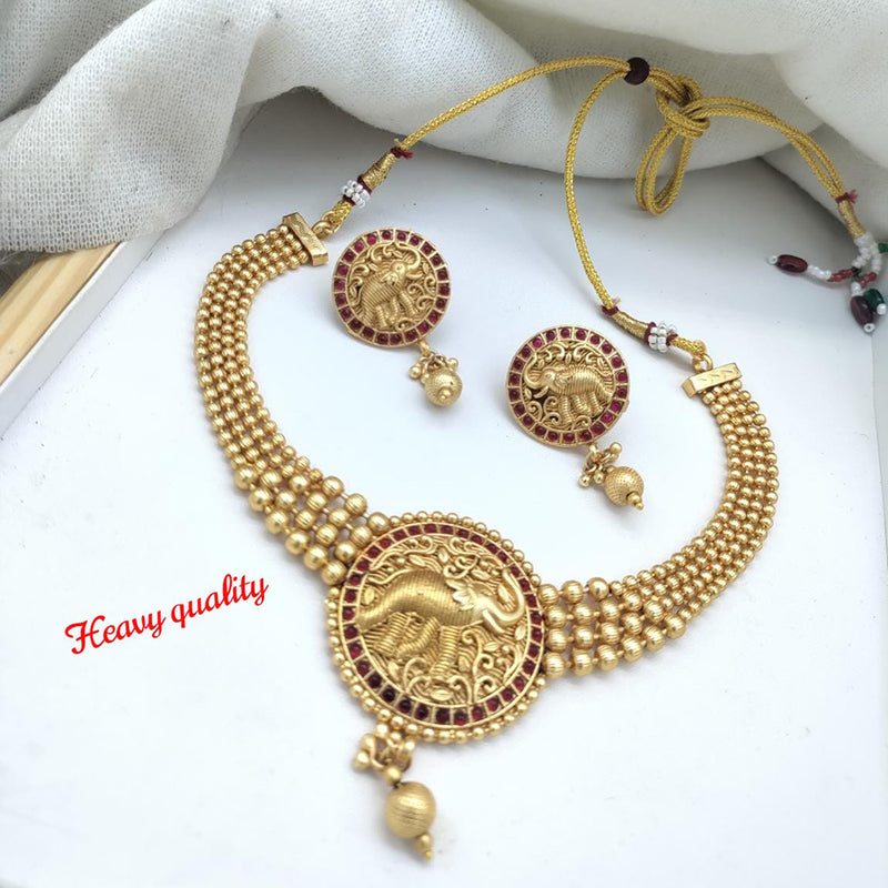 Manisha Jewellery Gold Plated Pota Stone Necklace Set