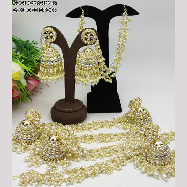Manisha Jewellery Gold Plated Kundan Stone Kanchain Jhumki Earrings
