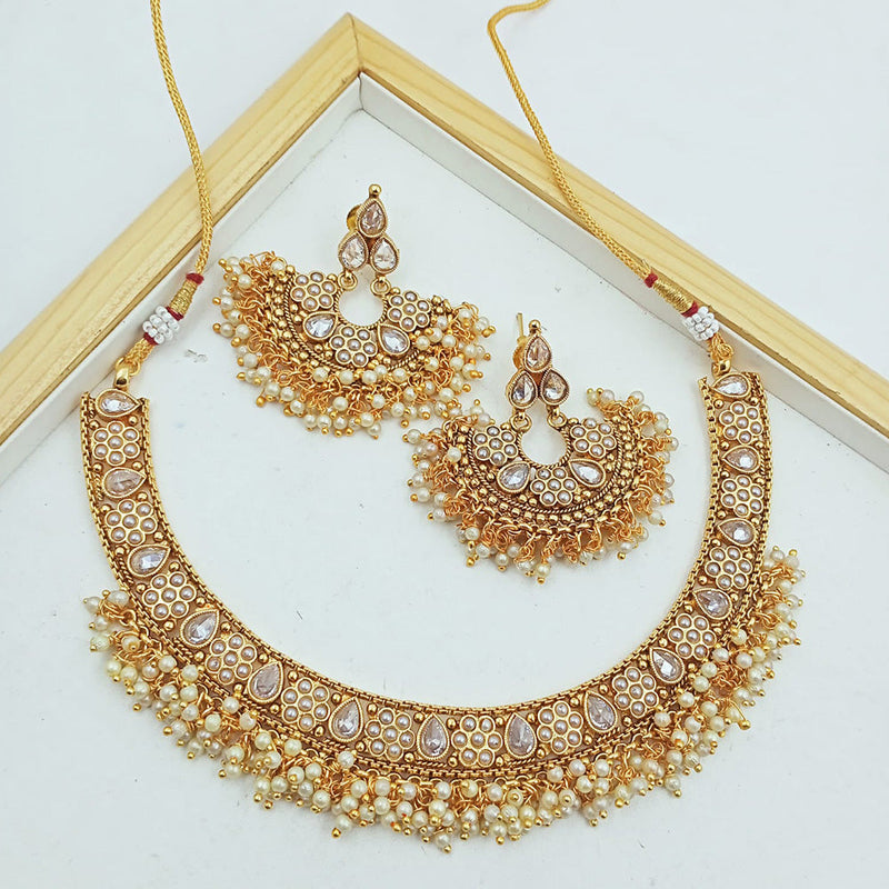 Manisha Jewellery Gold Plated Pota Stone Necklace Set