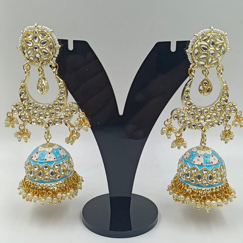 Manisha Jewellery Gold Plated Kundan Stone & Meenakari Jhumki Earrings