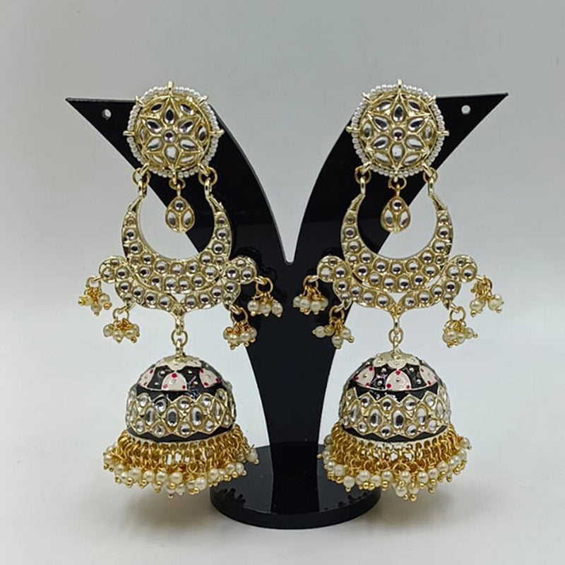 Manisha Jewellery Gold Plated Kundan Stone & Meenakari Jhumki Earrings