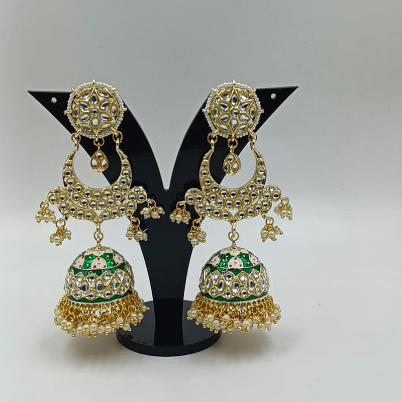 Manisha Jewellery Gold Plated Kundan Stone & Meenakari Jhumki Earrings