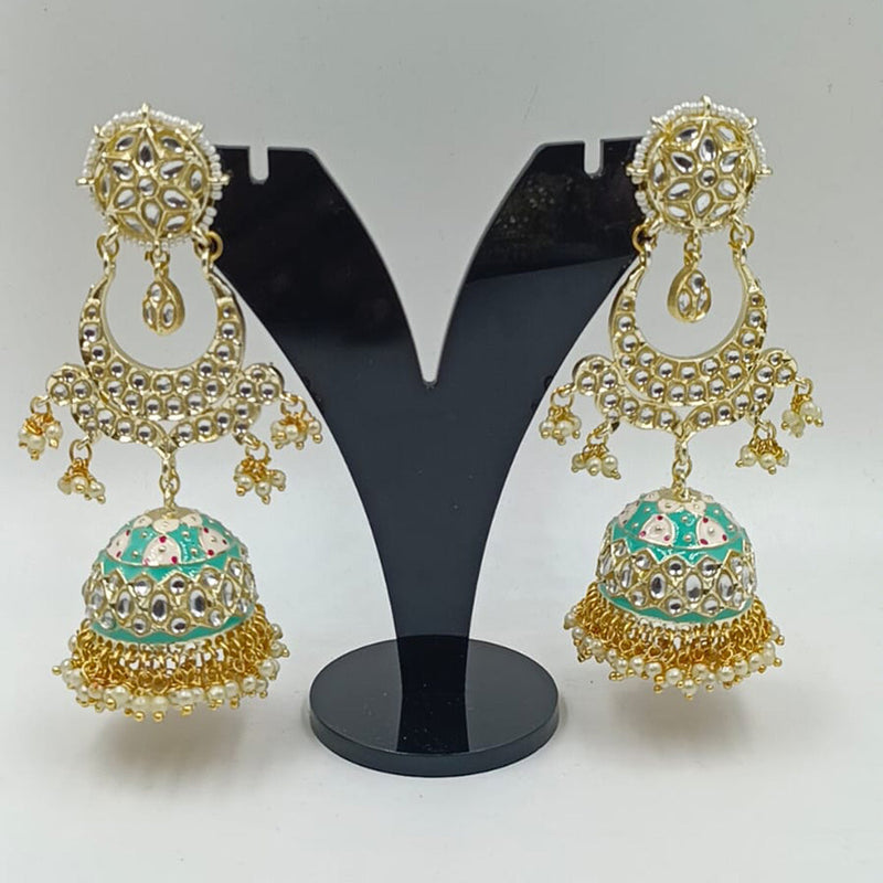 Manisha Jewellery Gold Plated Kundan Stone & Meenakari Jhumki Earrings