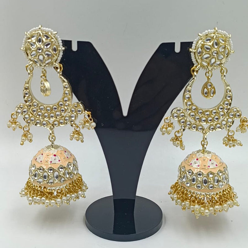 Manisha Jewellery Gold Plated Kundan Stone & Meenakari Jhumki Earrings