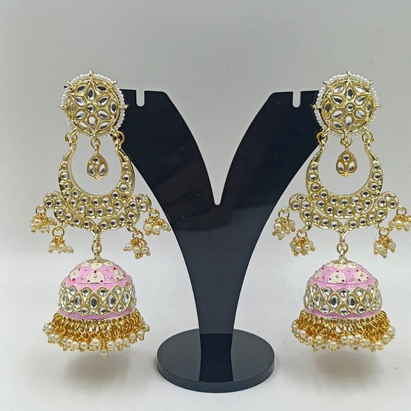 Manisha Jewellery Gold Plated Kundan Stone & Meenakari Jhumki Earrings