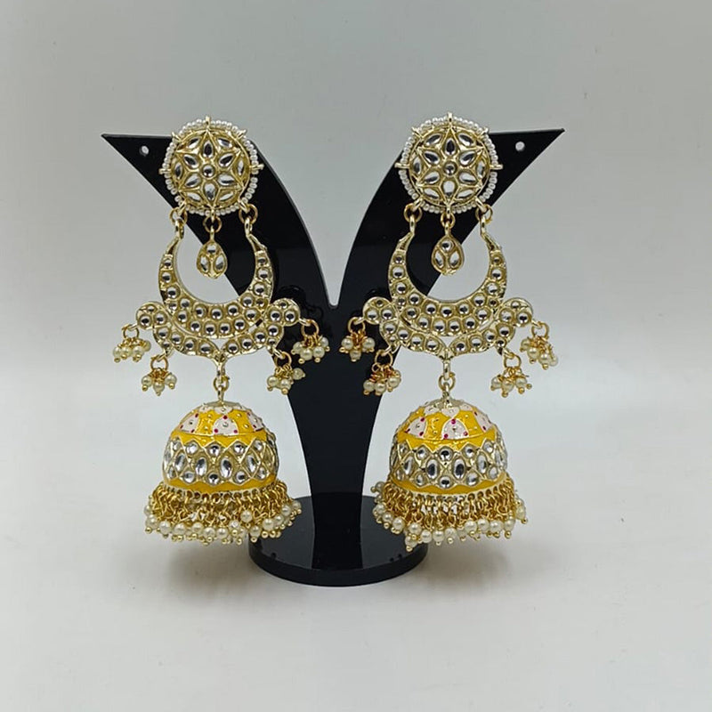 Manisha Jewellery Gold Plated Kundan Stone & Meenakari Jhumki Earrings