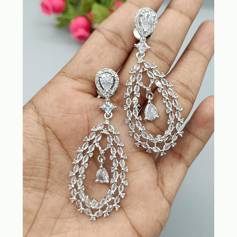 CZ Oval Shape Dangler Earrings