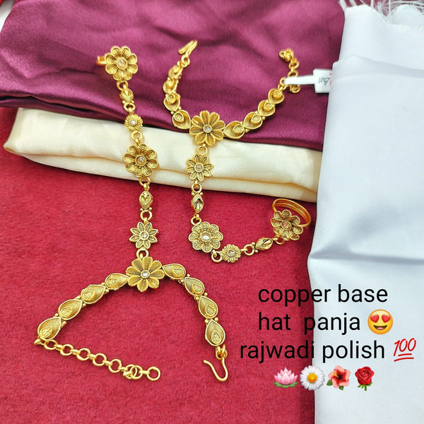 Manisha Jewellery Copper Gold Plated Pota Stone Hand Harness