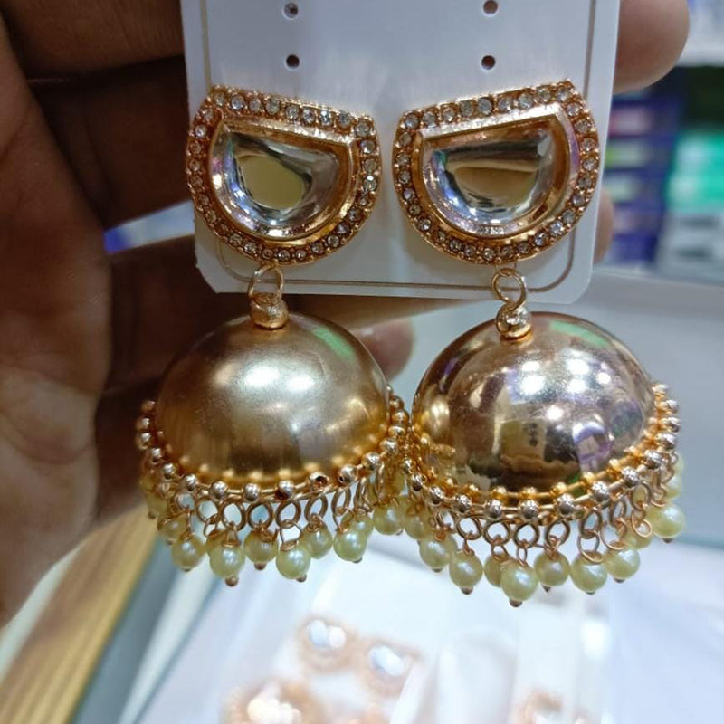 J17524 Small Jhumka Crystal Handmade Bead Danglers Gold Design Earrings |  JewelSmart.in