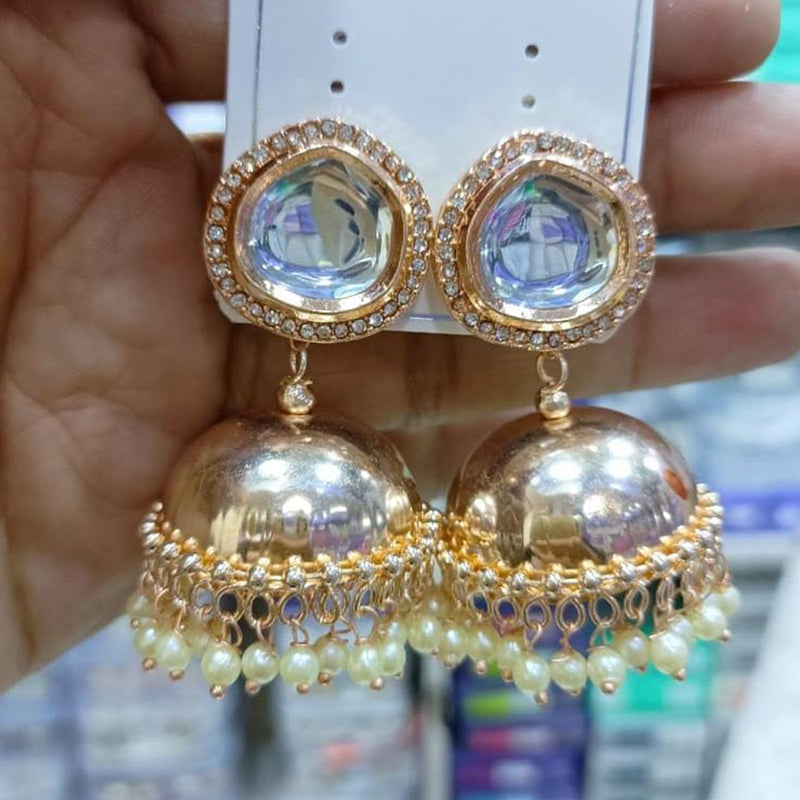 Manisha Jewellery Rose Gold Plated Crystal Stone Jhumki Earrings