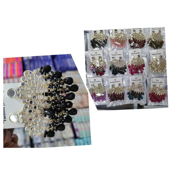 Manisha Jewellery Gold Plated Mirror & Beads Dangler Earrings