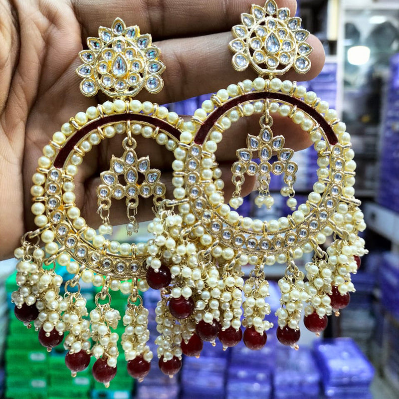 Manisha Jewellery Gold Plated Kundan & Beads Dangler Earrings