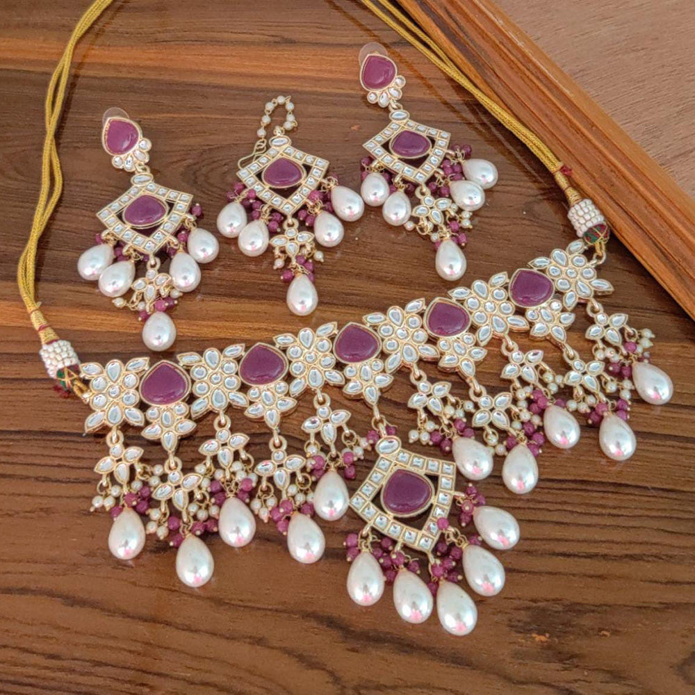 Manisha Jewellery Gold Plated Kundan & Beads Necklace Set