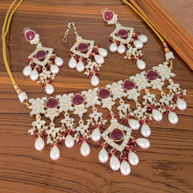 Manisha Jewellery Gold Plated Kundan & Beads Necklace Set