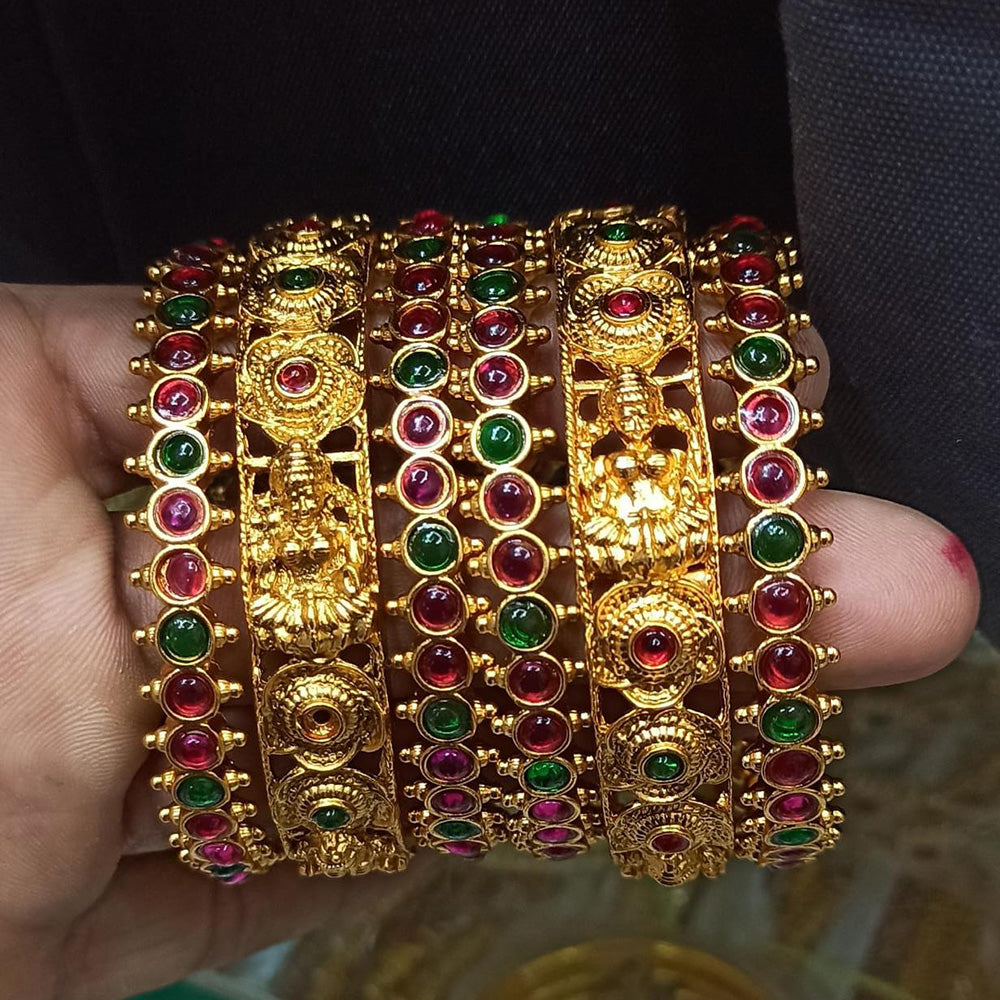 Manisha Jewellery Gold Plated Pota Stone Bangles Set