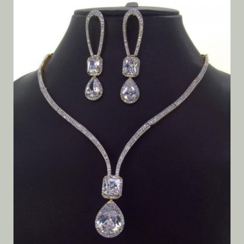 Manisha Jewellery Silver Plated AD Stone Necklace Set