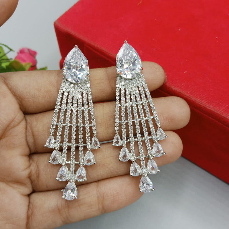 Manisha Jewellery Silver Plated AD Stone Dangler Earrings