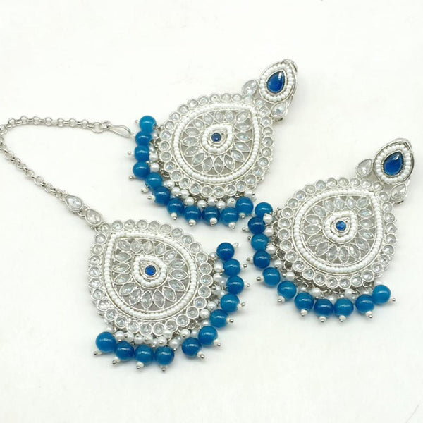 Manisha Jewellery Silver Plated Crystal Stone Earrings With Mangtikka