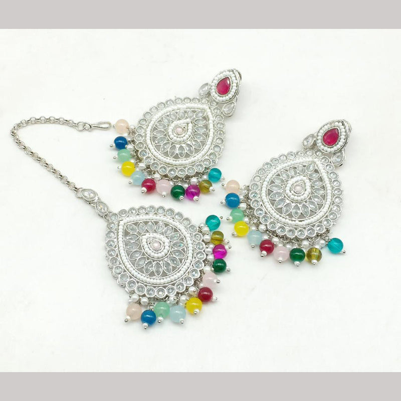 Manisha Jewellery Silver Plated Crystal Stone Earrings With Mangtikka