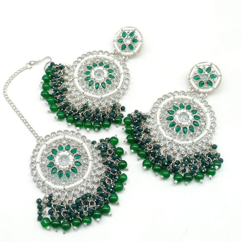 Manisha Jewellery Silver Plated Crystal Stone Earrings With Mangtikka