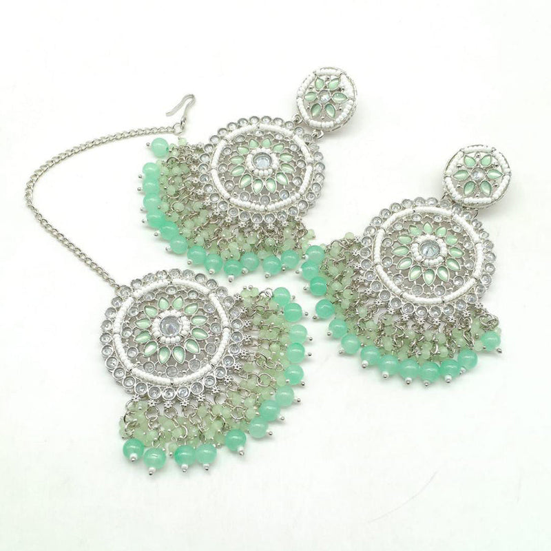 Manisha Jewellery Silver Plated Crystal Stone Earrings With Mangtikka