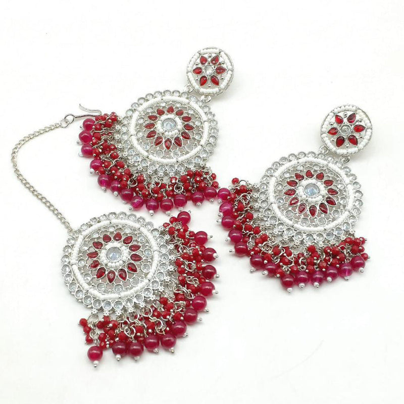 Manisha Jewellery Silver Plated Crystal Stone Earrings With Mangtikka