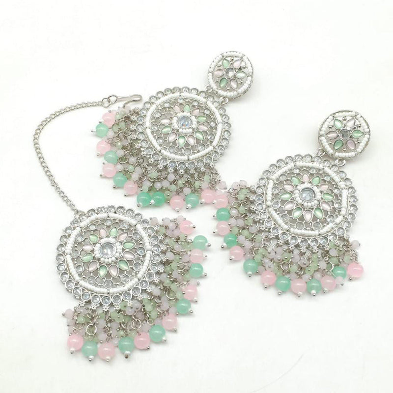 Manisha Jewellery Silver Plated Crystal Stone Earrings With Mangtikka