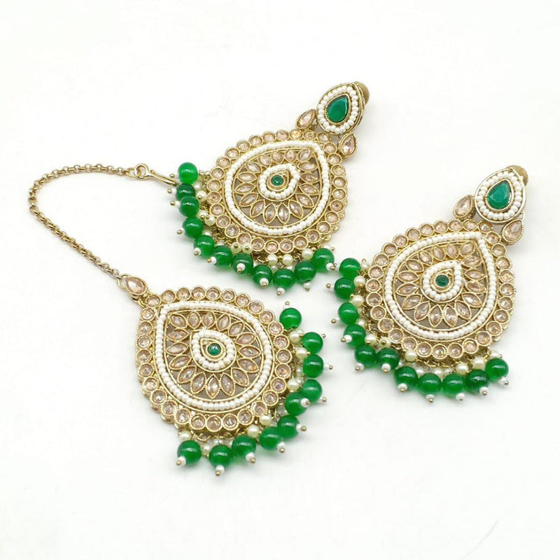 Manisha Jewellery Gold Plated Crystal Stone Earrings With Mangtikka