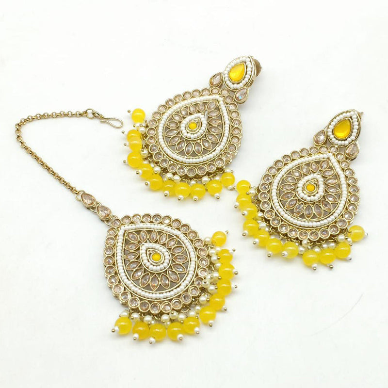 Manisha Jewellery Gold Plated Crystal Stone Earrings With Mangtikka