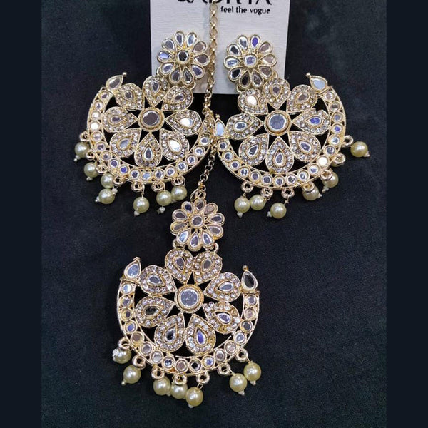 Manisha Jewellery Gold Plated Mirror Earrings With Mangtikka