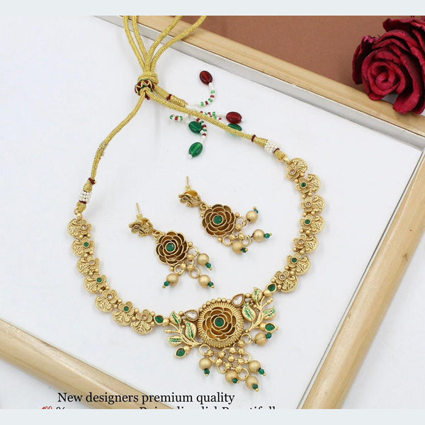 Manisha Jewellery Copper Gold Plated Pota Stone Neckklace Set