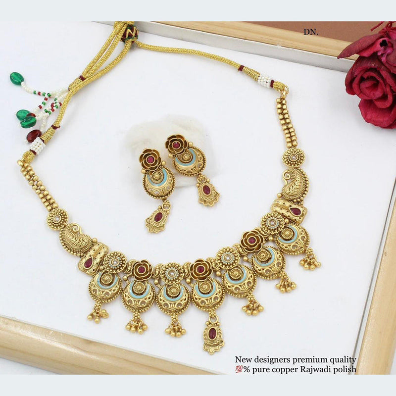 Manisha Jewellery Copper Gold Plated Pota Stone Neckklace Set