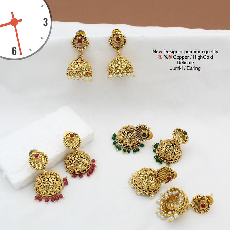 Manisha Jewellery Gold Plated Pota Stone Jhumki Earrings