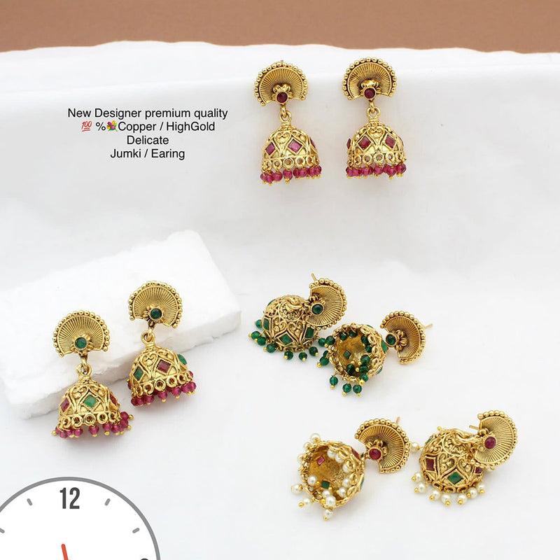 Manisha Jewellery Gold Plated Pota Stone Jhumki Earrings