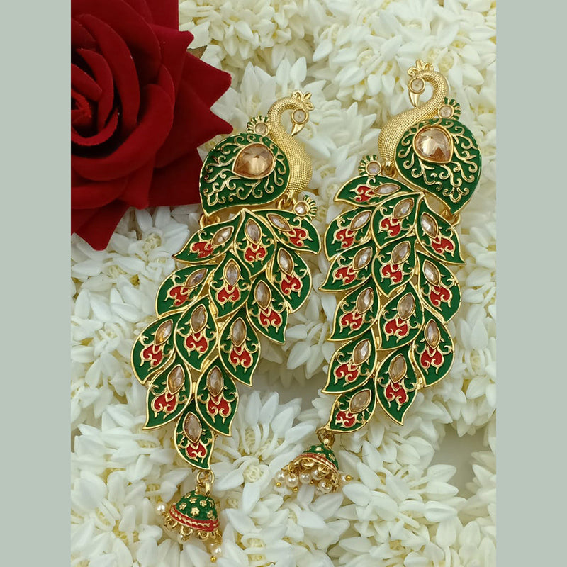 Gold Beads Cluster Peacock Earrings  Nithilah