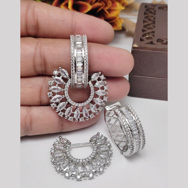 Manisha Jewellery Silver Plated AD Stone Dangler Earrings