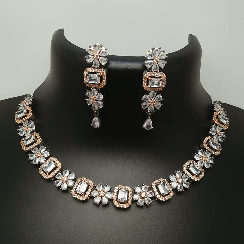 Manisha Jewellery Rose Gold Plated AD Stone Necklace Set