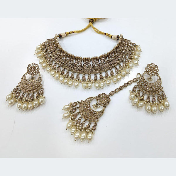 Manisha Jewellery  Gold Plated Crystal Stone Necklace Set